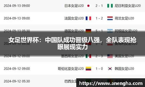女足世界杯：中国队成功晋级八强，全队表现抢眼展现实力
