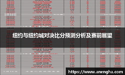 纽约与纽约城对决比分预测分析及赛前展望